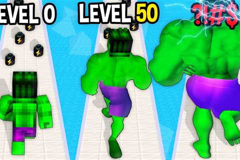 Monster School: Hulk Muscle Rush GamePlay Mobile Game Runner Max Level LVL – Minecraft Animation