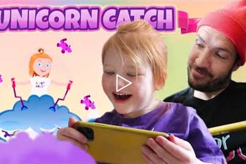 UNiCORN CATCH 🦄 Adley App Reviews her First Game! save unicorns, new coloring book, play drop test!