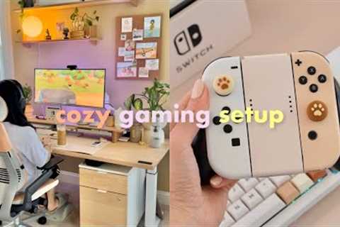 My Cozy Gaming Desk Setup 2022 | Nintendo Switch Accessories, PC Gaming Setup, Ultrawide Gaming